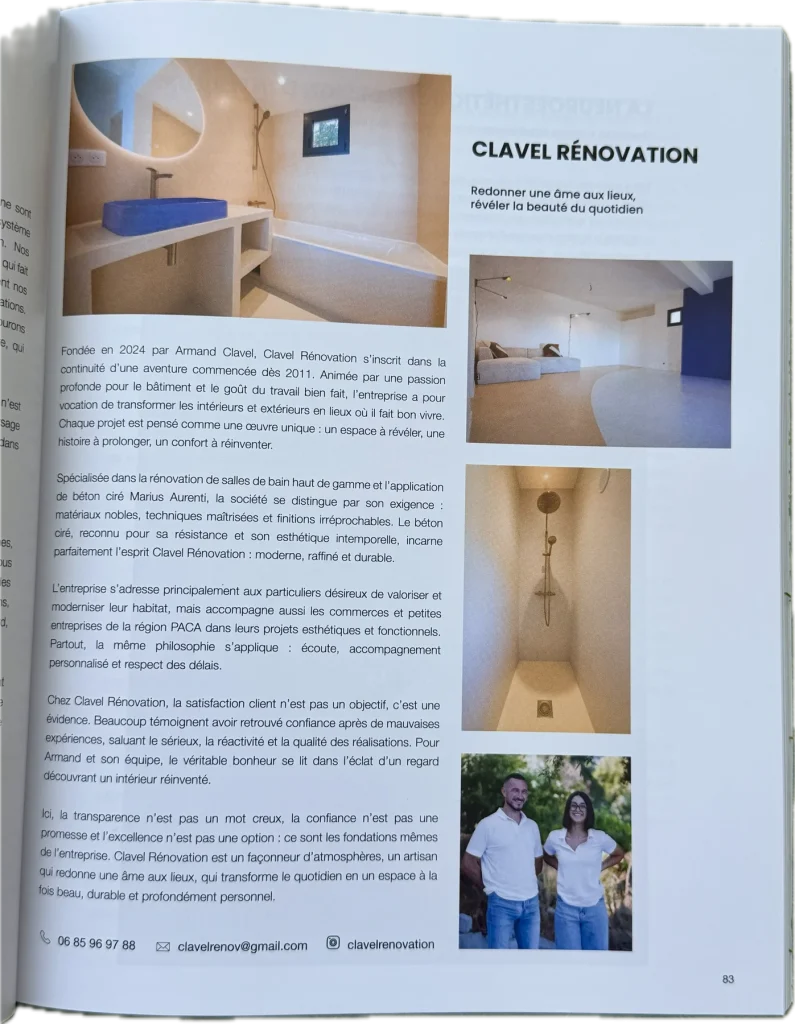 Article consacré à Clavel Rénovation dans le magazine Vivre Sa Région n°34, page 83