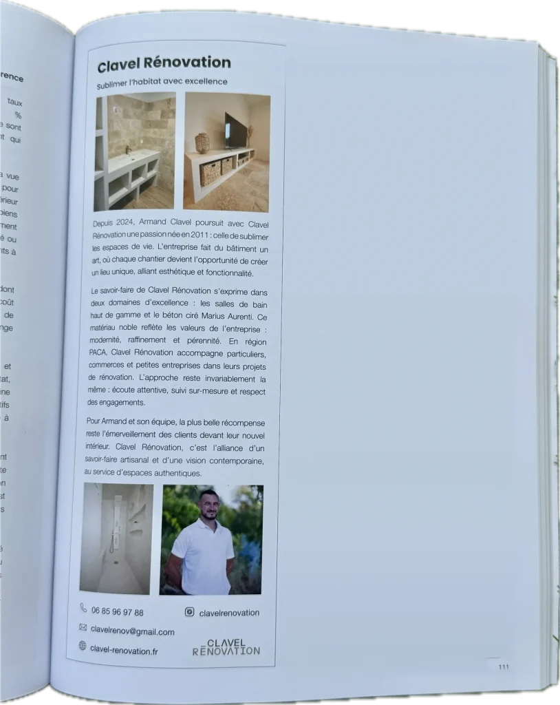 Article consacré à Clavel Rénovation dans le magazine Vivre Sa Région n°35, page 111